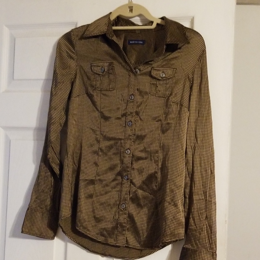 MARTIN + OSA LONG SLEEVE SILK BLOUSE  SHIRT